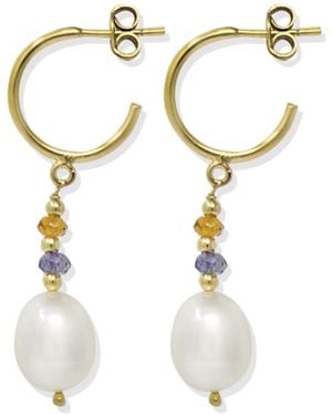 Vintouch Italy Partenope Hoop Earrings With And Tourmalines - Metallic