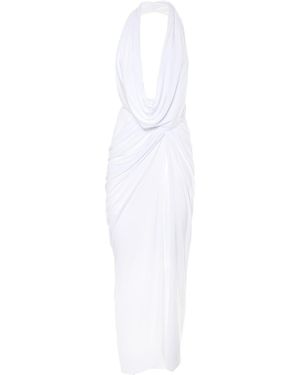 Brenda Agradi Sleeveless Draped Long Evening Dress - White