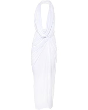 Brenda Agradi Sleeveless Draped Long Evening Dress - White