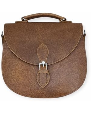 Zatchels Handmade Soft Tannery Leather Crossbody Saddle Bag - Brown