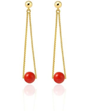 Unaloe Vermeil Coral Chain Drop Earrings – Luxury Contemporary Mediterranean Designer Jewelry - White