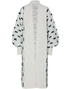 The Extreme Collection Neutrals Cable-Knit Aran Long Coat Jacket - Gray