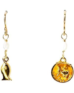 Lexi Jewelry Fish & Fish Bowl Earrings - Metallic