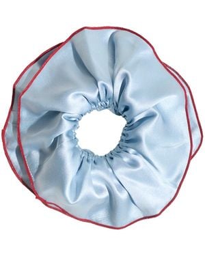 Lost Pattern Maxi Flower Double-Layer Oversized Silk Scrunchie - Blue