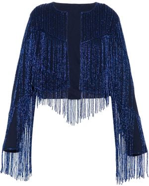 Rose & Nancy Scarlett Fringe Jacket - Blue
