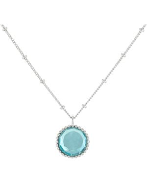 Auree Barcelona Silver March Birthstone Necklace Blue Topaz
