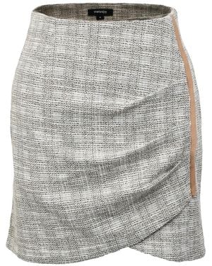 Smart and Joy Short Skirt With Side Drape And Bias - Grey