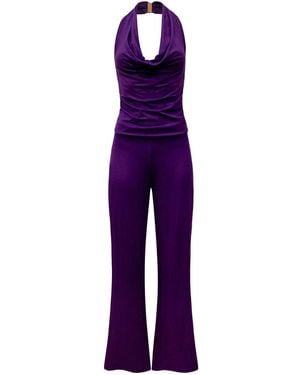 Why Mary Diana Cowl Halter Neck Jumpsuit - Purple