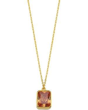 LINYA JEWELLERY Rectangular Champagne Crystal Stone Chain Necklace - Metallic