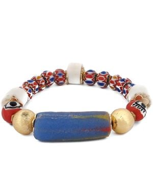 Ebru Jewelry Sacred African Trade Bead Evil Eye Talisman Bracelet - Blue