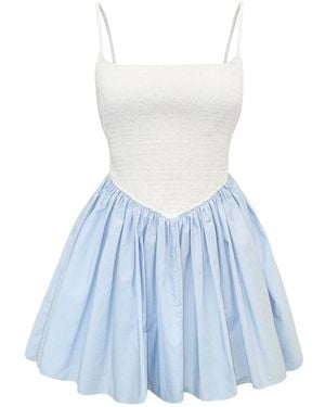 NUAJE NUAJE Bianca Smocked Ballerina Mini Dress - Blue