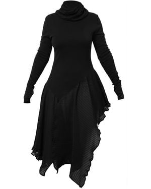 Metamorph Long Asymmetrical Chiffon Tunic - Black