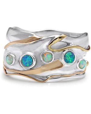 Isla Silver Quintet Of Fire Opals Ring - Blue