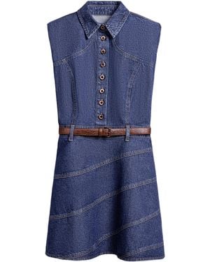 Nocturne Belted Denim Mini Dress - Blue
