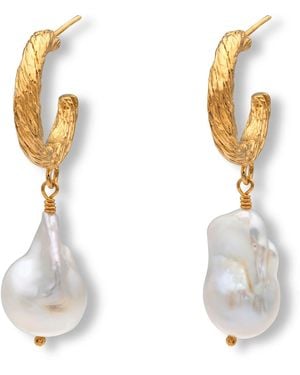 EVA REMENYI Archaic Baroque Pearl Hoop Earrings - White