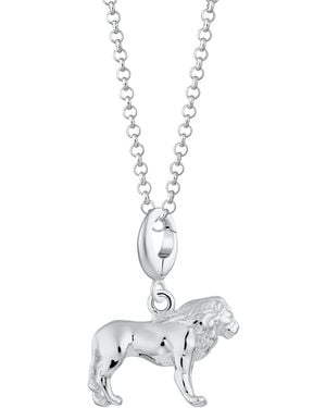 Lily Charmed Sterling Lion Charm Necklace - Metallic