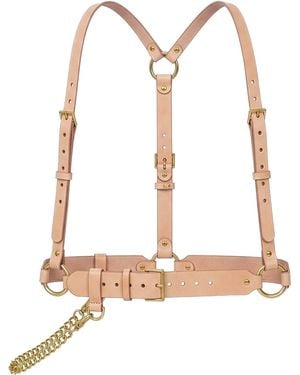 Haute Cuir Neutrals Nude Chained Leather Body Harness - Multicolour