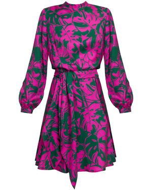 UNDRESS Adria Floral Printed Pink Green Open Back Mini Dress - Multicolour