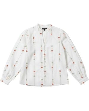 LAtelier London Floral Embroidered Cotton Shirt - White