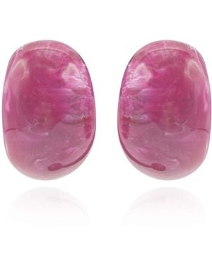 Michael Nash Jewelry Merrie Resin Semi Hoop Clip On Earrings - Pink