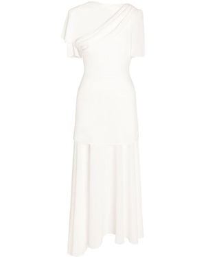 POST MERIDIEM Chiffon Asymmetrical Midi Dress - White
