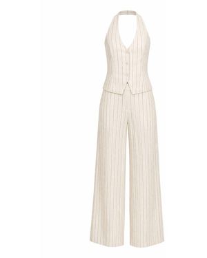 Curated Row Neutrals Linen Blend Tailored Co-Ord - White