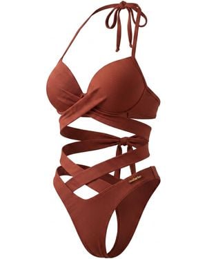 Bellaria Cinnamon Muse Wrap Bikini Set - Red