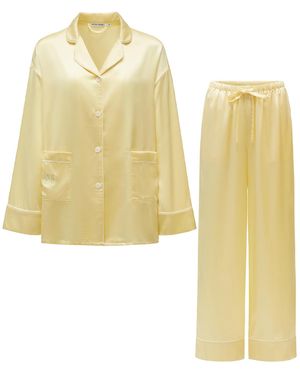 NOT JUST PAJAMA Timeless Collection Silk Long Pyjama Set - Yellow
