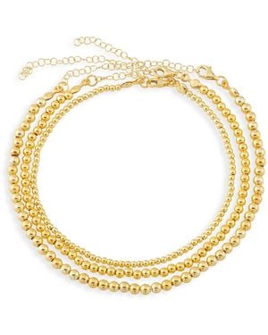 The Pheia Triple Layer Bead Anklet - Metallic