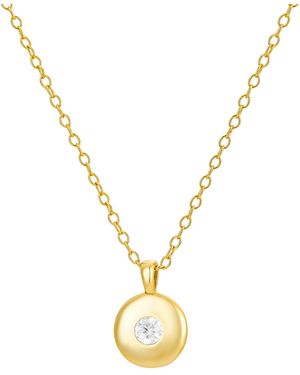 Nazzar Cz Round Pendant Necklace - Metallic