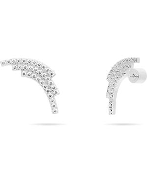 Meulien Sequenced Triple Arc Earrings With Pave Cz - Metallic