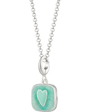 Lily Charmed Sterling Heart Locket Necklace - Green
