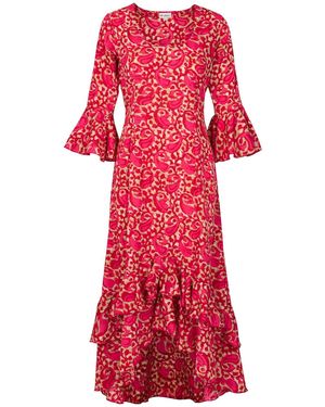 At Last Victoria Midi Dress Swirl - Red
