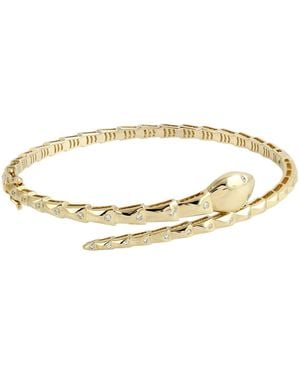 Artisan Diamond Snake Wrap Bangle Bracelet - Metallic