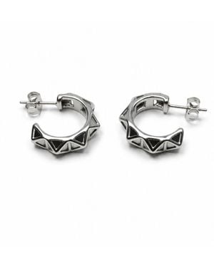 Jagged Halo Jewelry Jagged Haop Earrings Stainless Steel Rhodium Plating - Metallic