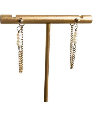 Rachel Nathan Post: Pearl & Chain Earrings - Metallic
