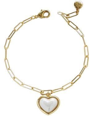 POPORCELAIN Porcelain Pearly Heart Charm Bracelet - Metallic