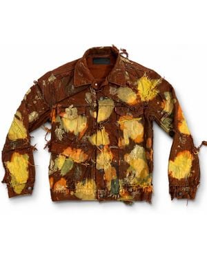 Zasta Studio Wearable Ruins Shredded Denim Coloured Jacket - Brown