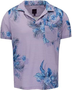 lords of harlech Bobby Mali Floral Wool Johnny Collar Polo - Blue