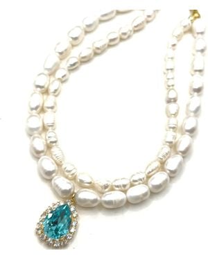 Achala Handcrafted Pearl Drop Statement Necklace - Metallic