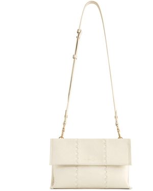 Orange Cube Square Stitch Messenger Bag - Natural