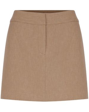 NAZLI CEREN Marde A-line Mini Skirt In Almond Buff - Natural