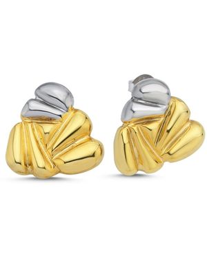 LINYA JEWELLERY Meri Double Colour Triangle Earrings - Metallic