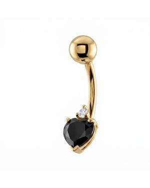 Zahav Jewelry 10K Solid Heart Shaped Cz Belly Ring - Metallic