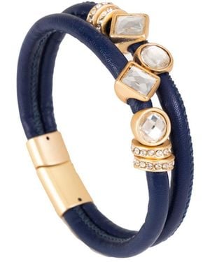 Saachi Bling Charm Leather Bracelet - Blue