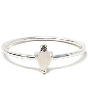 NASI SILVER Pear Atarah Ring- Opal & Topaz - White