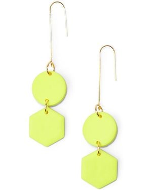 By Chavelli Belle Geometric Dangly Earrings - Yellow