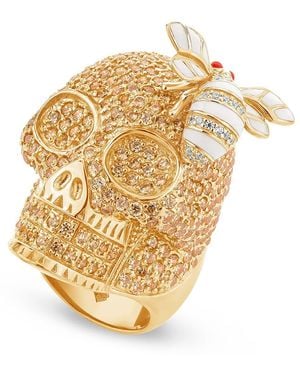 SALLY SKOUFIS Renewal Ring With Made Champagne Diamonds & Ivory Enamel - Metallic