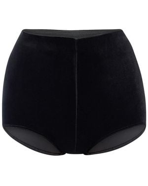 LIA ARAM High-Waisted Velvet Shorts - Black