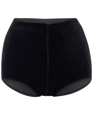 LIA ARAM High-Waisted Velvet Shorts - Black